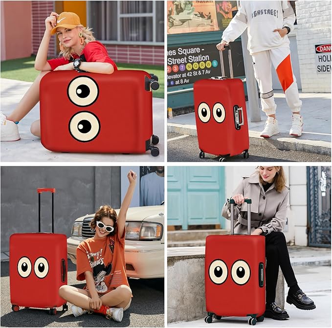 ANNA QUEEN Funny Cartoon Eyes Luggage Cover, Travel Suitcase Cover - Image 6