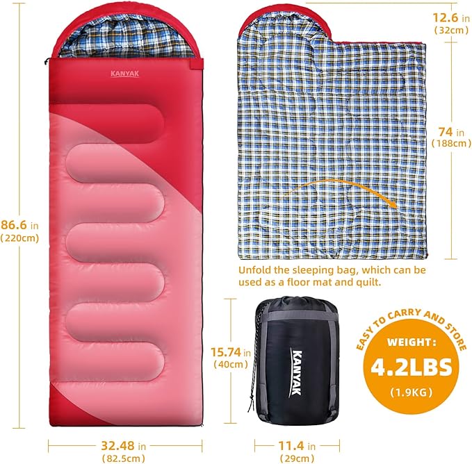 Camping Sleeping Bag, 32℉ Sleeping Bags - Image 2