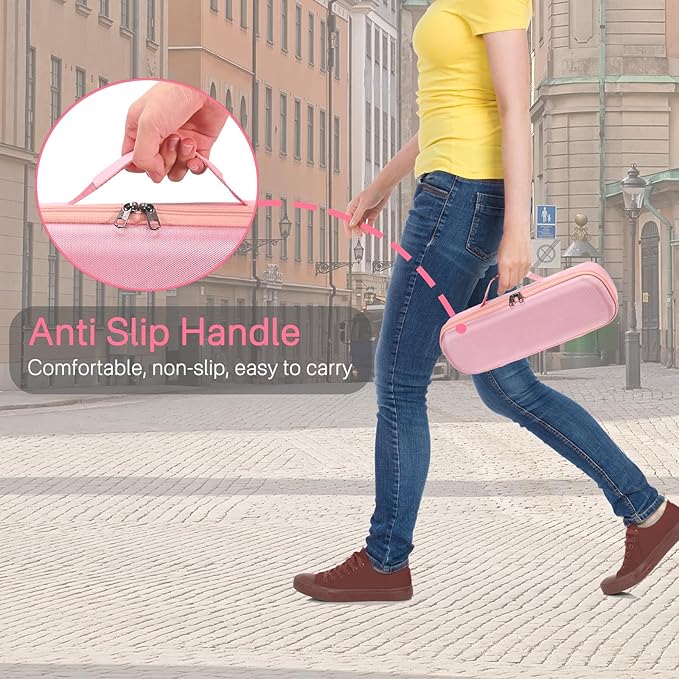 RAIACE Hard Storage Case Compatible with Dyson Airstrait Straightener, Travel Carrying Bag. (case only). (Pink)