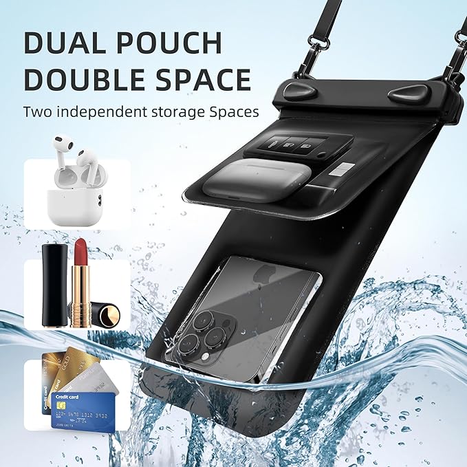 Waterproof Phone Pouch Double Pocket, Floating IPX8 8.5 inch Waterproof Phone - Image 2