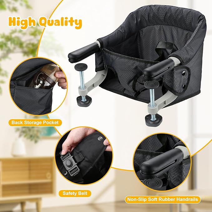Hook On Chair with Removable Dining Tray, Portable Table High Chair, Folding - Image 7