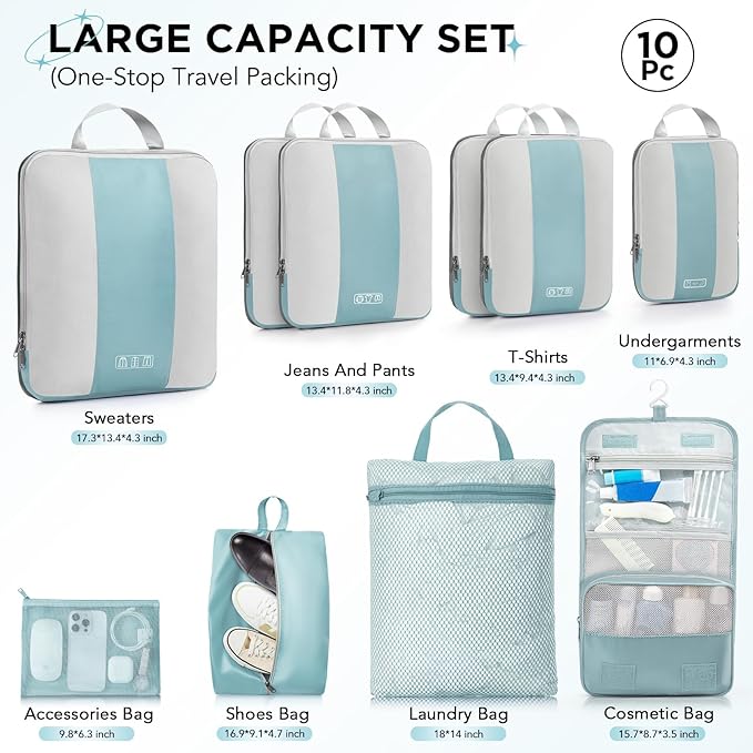 10 Set Compression Packing Cubes - Image 2