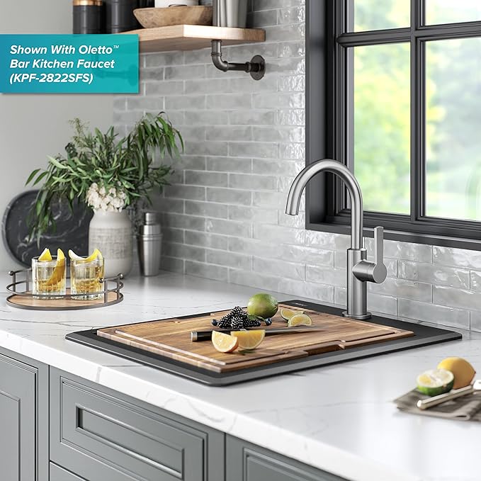 KRAUS Bellucci 18-inch Granite Workstation Drop In Top Mount Single Bowl - Image 5
