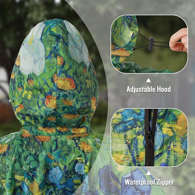 SaphiRose Unisex Rain Poncho Raincoat Hooded - Image 6