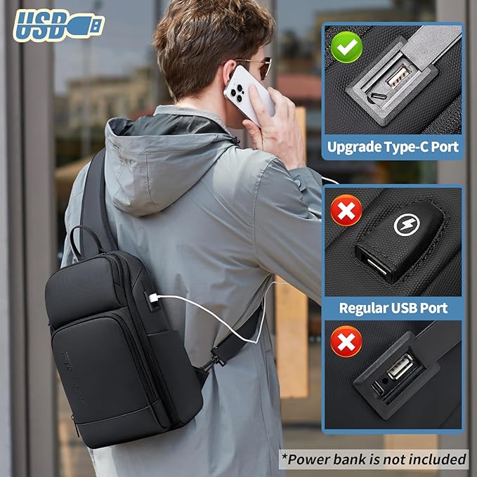 FENRUIEN Crossbody Sling Bag for Men, Water Resistant One Shoulder Backpack - Image 6
