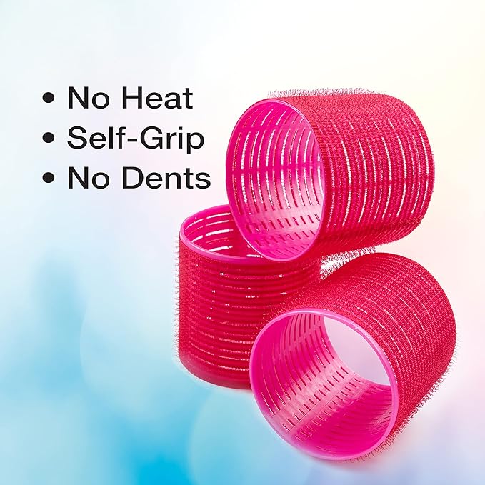 Conair Heatless Curls - Extra Large Hair Rollers - heatless overnight curlers for long lengths - volumized waves - Hot Pink - 9 Count w/storage case