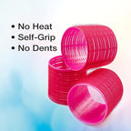 Conair Heatless Curls - Extra Large Hair Rollers - heatless overnight curlers for long lengths - volumized waves - Hot Pink - 9 Count w/storage case