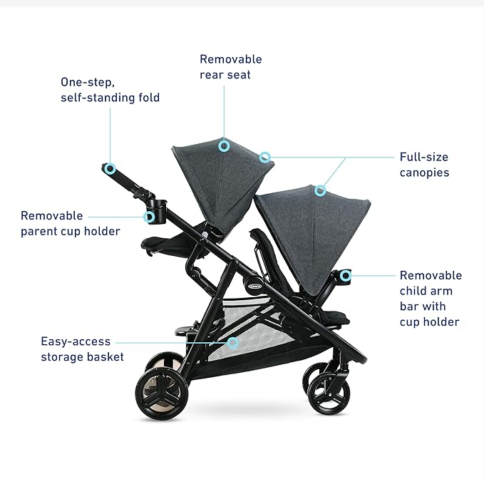 Graco Ready2Grow 2.0 Double Stroller Features Bench Seat and Standing Platform - Image 6