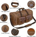 Waxed Canvas Duffle Bag for Men 50L Travel Duffel Bags Expandable Genuine - Image 4