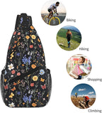 SUPLUCHOM Sling Bag Vintage Botanical Flower Wildflower Hiking Daypack - Image 6