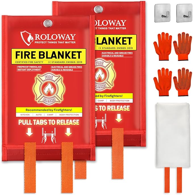 ROLOWAY Emergency Fire Blanket for Home and Kitchen, Fire Blankets Emergency by ROLOWAY