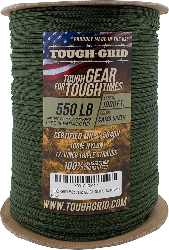 TOUGH-GRID 550 Paracord Rope Nylon Parachute Cord, Made in USA Survival Kit - Image 3