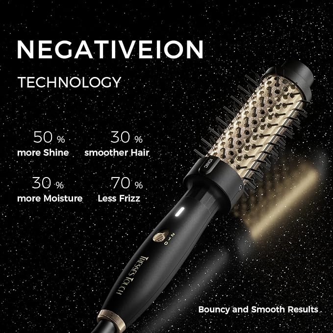Thermal Brush 1.5" Curling Brush, Blowout Long Lasting Look Thermal Hair Brushes, 30s Fast Heated Round Brushes, Negative Ion Tech, 2 Temp Settings, Less Damage, Universal Voltage for Travel