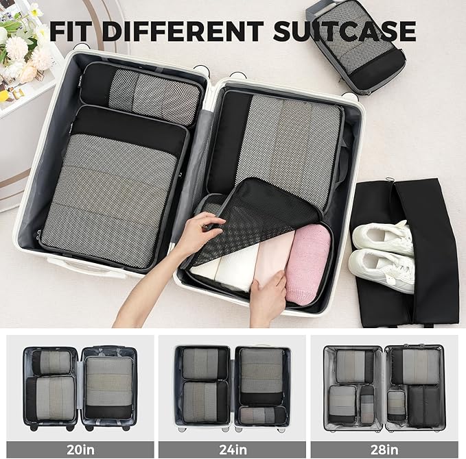 BAGAIL 4 Set/6 Set/8 Set Compression Packing Cubes Travel Accessories - Image 7