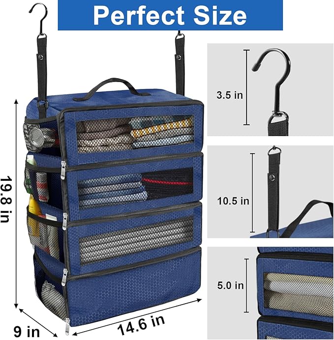 Suitcase Organizer, Travel Luggage Organizer Portable Hanging Travel Shelves - Image 4