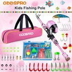 ODDSPRO Kids Fishing Pole Pink, Portable Telescopic Fishing Rod and Reel Combo - Image 2