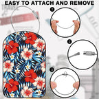 2 PCS Leather Luggage Tag for Suitcase Palm Leaves and Hibiscus Flower Travel - Image 4