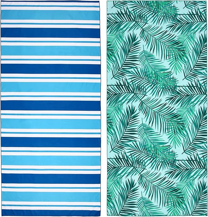 2 Pack Microfiber Beach Towel, Oversized Microfiber Pool Towel 75”x 35” by PYSUPERMODE