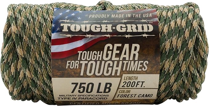 TOUGH-GRID 750 Paracord Rope Nylon Parachute Cord, Made in USA Survival Kit - Image 3