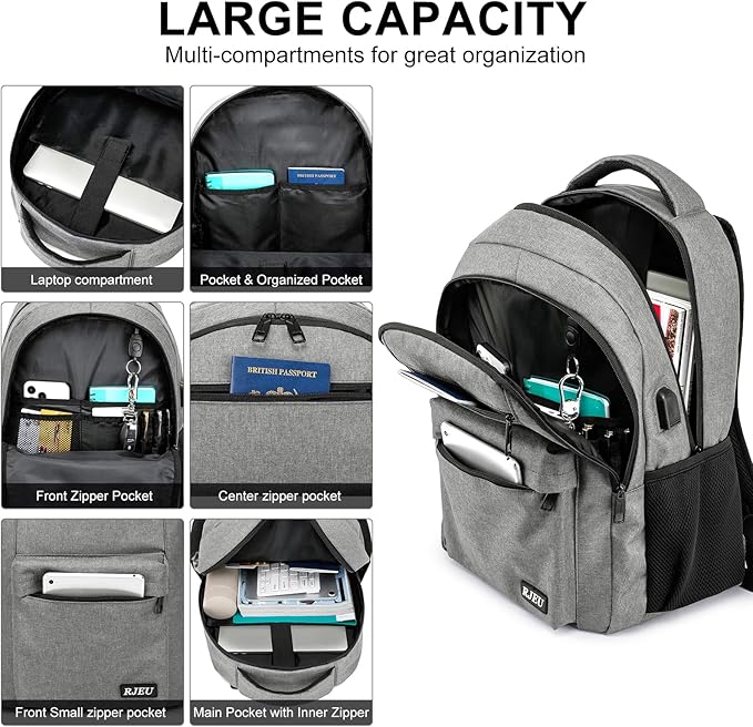 School Backpack for Teen Boys & Girls Students, 15.6 Inch Laptop Backpack - Image 2