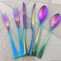 Rainbow Silverware Set, 6-Piece Stainless Steel Flatware Set Service by Uniturcky