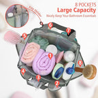 F-color Mesh Shower Caddy Portable, Upgrade Deeper 7 Pockets Shower Bag Basket - Image 2