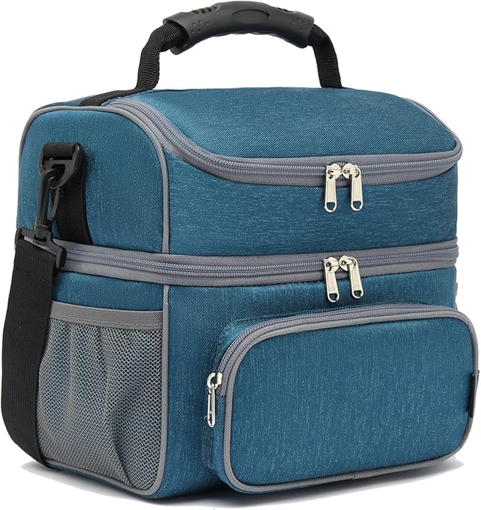 FlowFly Double Layer Cooler Insulated Lunch Bag Adult Lunch Box Large Tote Bag by FlowFly