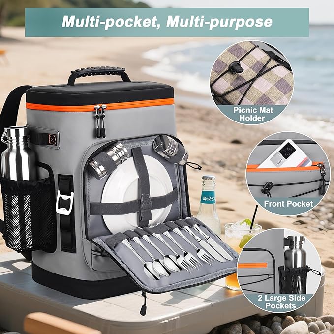 Large 52cans Cooler Backpack, Waterproof, Leak Proof, 30L Large Capacity - Image 6