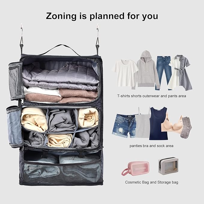 TABITORA Travel Portable Hanging Shelves Closet Organizer Packing Luggage - Image 5