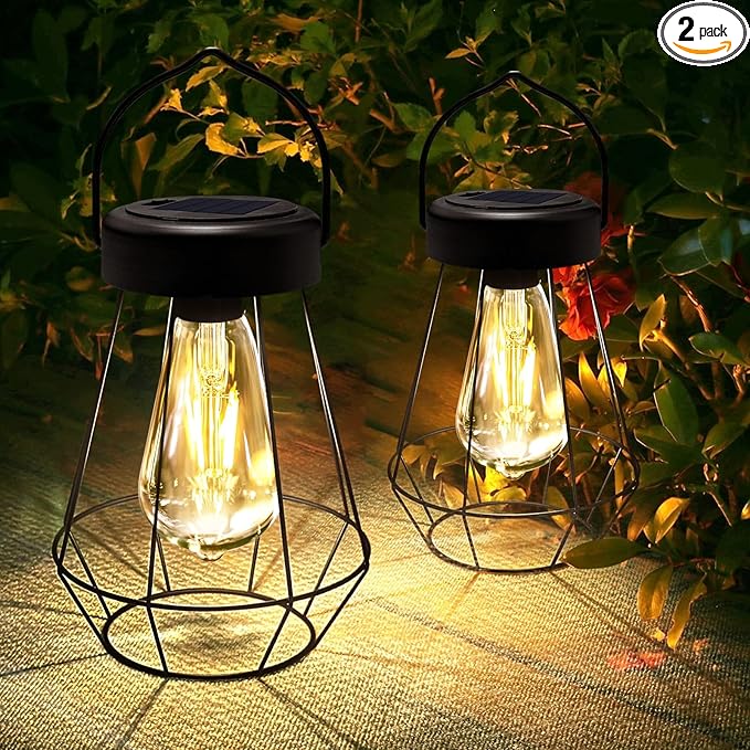 Solar Lanterns Outdoor Lights, Metal Hanging Solar Lights Outdoor Waterproof by Livinlarge