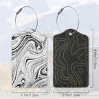 Set of 2 Topographic, Leather Suitcase Tag Name Identifiers Labels - Image 2