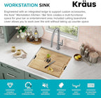 KRAUS Kore 21-Inch Undermount Workstation 16 Gauge Single Bowl Stainless Steel - Image 3