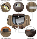 Wildroad 50L Travel Duffel Bag, Expandable Canvas Genuine Leather Duffle Bag - Image 4