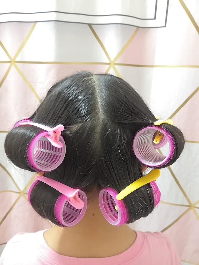 Kamay's Hair Rollers Curlers Rollers With 12 Duckbill Sectioning Clips 1 Comb Used for Hair Styling Self Grip Rollers(12PCS 30mm/1.2")