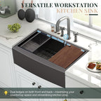 32.5-Inch Undermount Kitchen Sink Workstation, 16 Gauge Stainless Steel Single - Image 4