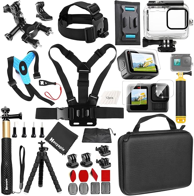 Accessories Kit for Go Pro 13 12 11 10 9 Black, 60M Waterproof Case Chest Mount by Unknown