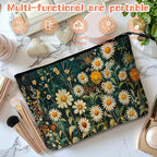 Cosmetic Bags Travel Makeup Toilet Case Waterproof Pouch for Women Girls 6.7X9.45inches - White Daisies And Yellow Marigolds in Wild