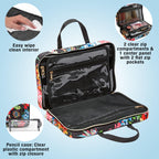 Travel Toiletry Bag with Handles (Black Floral / 1 Count (Pack of 1))