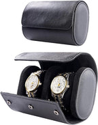 MR.OKAY 2 Watch Travel Case- Classic Leather Watch Case by MR.OKAY