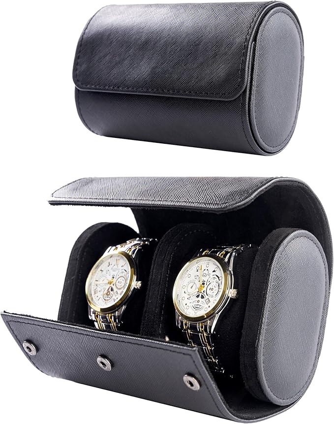 MR.OKAY 2 Watch Travel Case- Classic Leather Watch Case by MR.OKAY