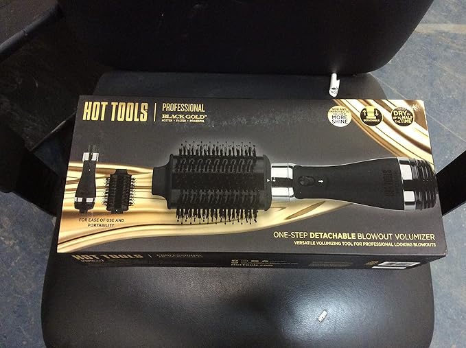 HOT TOOLS Professional Black Gold Detachable One-Step Volumizer and Hair Dryer, 2.8 inch Barrel