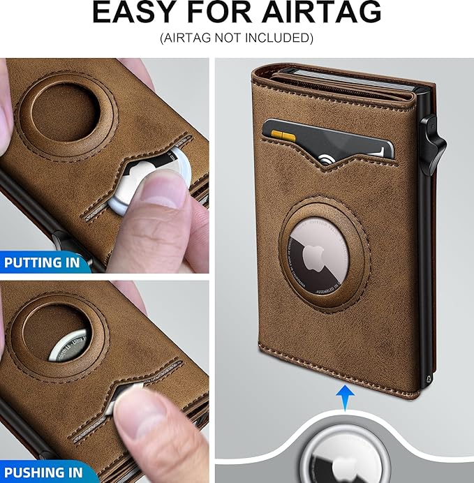 Airtag Wallet for Men, with Cash Pocket 2 ID Window 9-12 Cards, Metal Case - Image 3