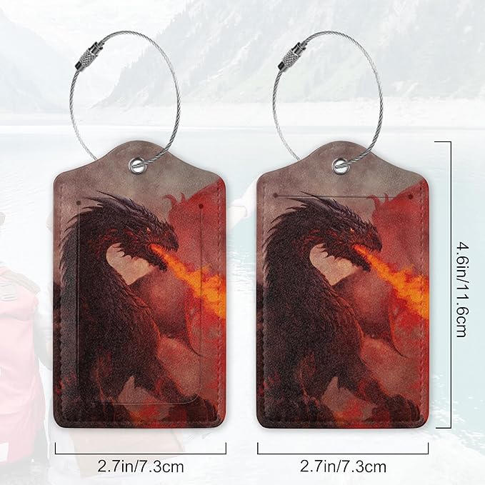 2Pcs Luggage Tag for Suitcase Trippy Fire Dragon Cute Suitcase Tag - Image 2