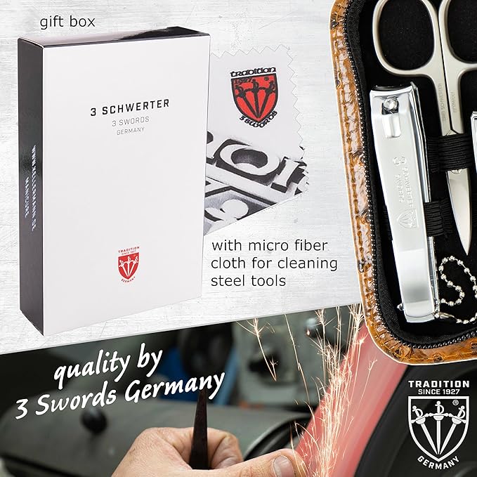 3 Swords Germany – brand quality 8 piece manicure pedicure grooming kit set - Image 6
