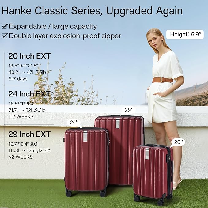 Hanke 20 Inch Expandable Carry on Luggage 22x14x9 Airline Approved Lightweight - Image 2