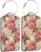 2 Pcs Peony Pink Flowers Retro Luggage Tags, Cruise Luggage Tag by Yashilaiya