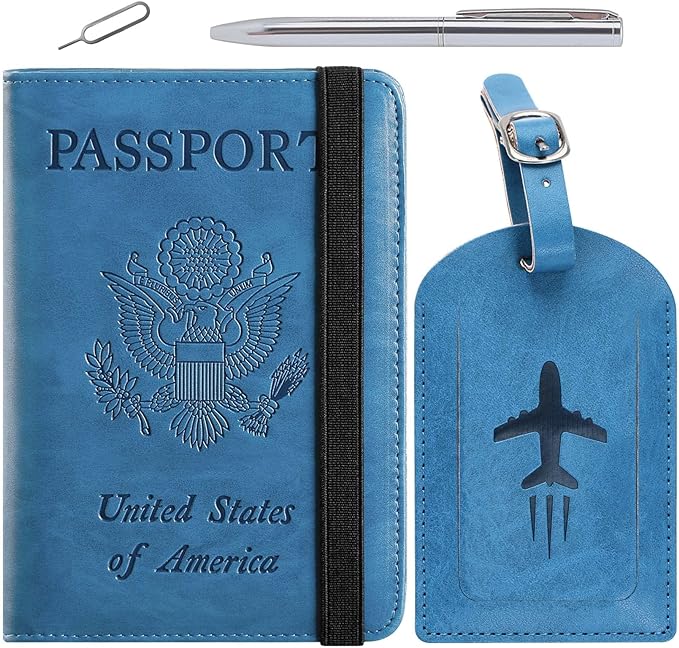 Passport Holder With Luggage Tag Travel Essentials Passport Cover Wallet RFID by PASCACOO