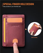 Buffway Slim Minimalist Front Pocket RFID Blocking Leather Wallets - Image 5