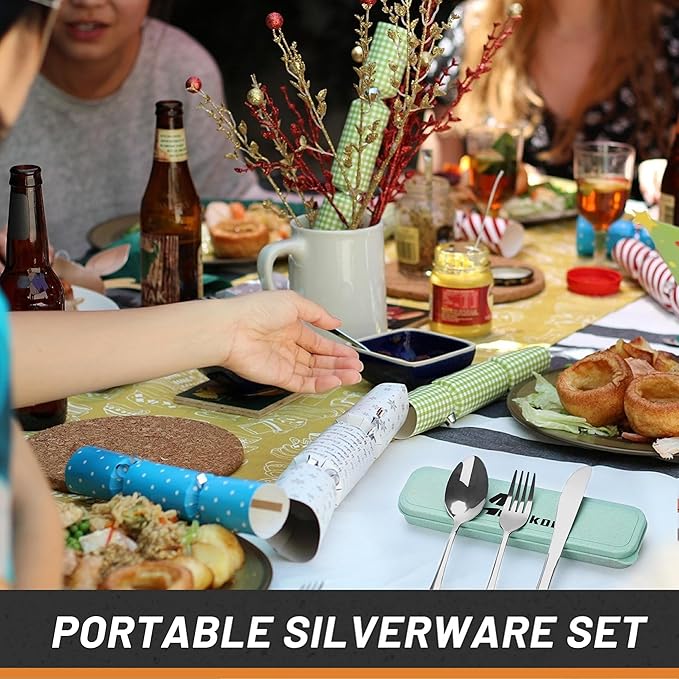 4 Piece Travel Utensils Camping utensils Travel Silverware Set - Image 4