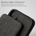 TAWBURY 3 Slot Watch Case Plus Storage – Luxury Leather Watch Travel Case - Image 9